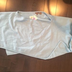 New Cashmere cropped poncho in beautiful blue